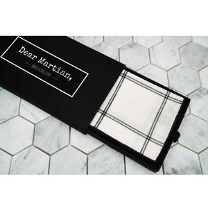 Dear Martian Mens White Linen Pocket Square